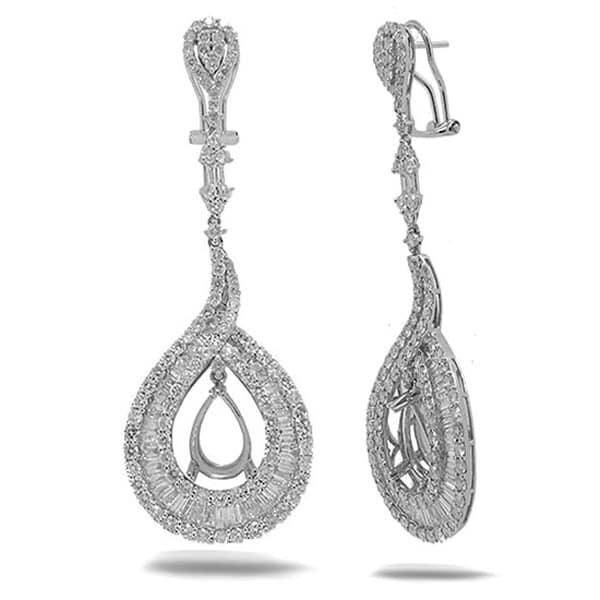 6.86ct 18k White Gold Diamond Semi-mount Earrings