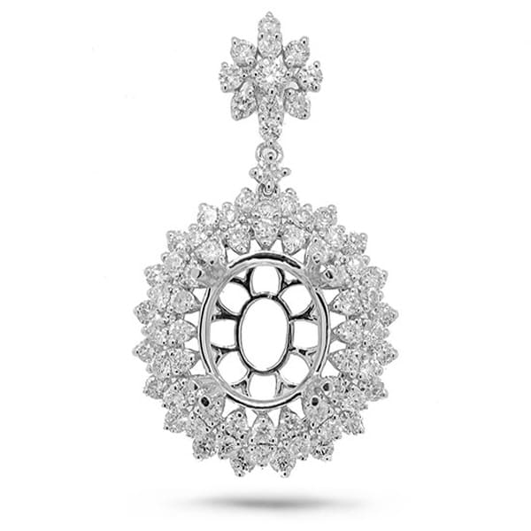 1.81ct 18k White Gold Diamond Semi-mount Pendant Necklace