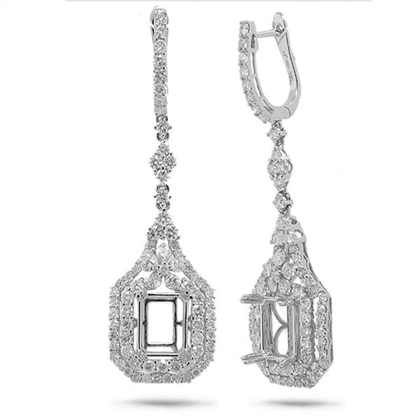 2.84ct 18k White Gold Diamond Semi-mount Earrings