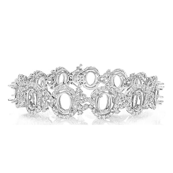 5.59ct 18k White Gold Diamond Semi-mount Bracelet
