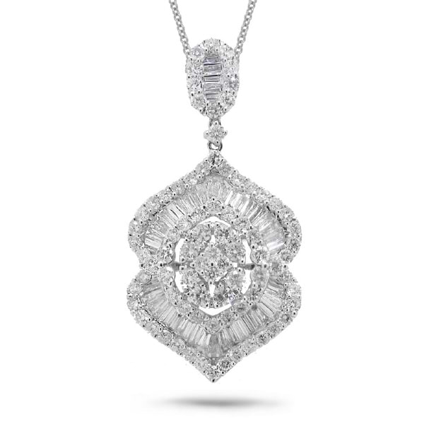 2.96ct 18k White Gold Diamond Pendant Necklace