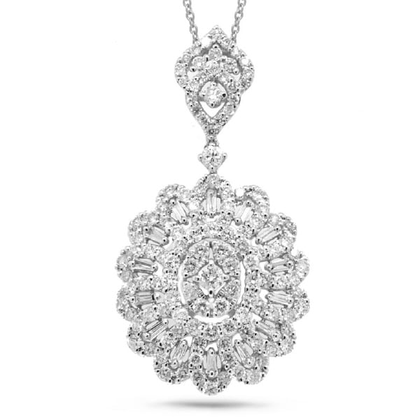 2.83ct 18k White Gold Diamond Pendant Necklace
