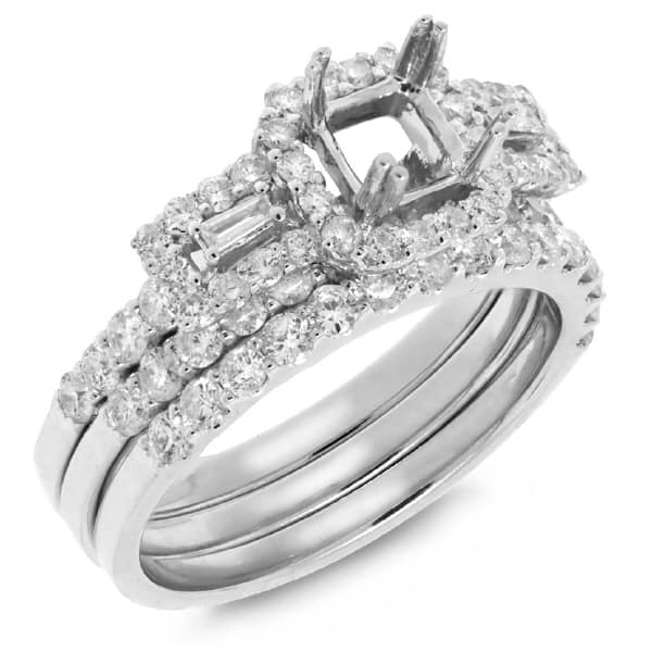 1.35ct 18k White Gold Diamond Semi-mount Ring 3-pc