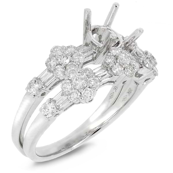 1.21ct 18k White Gold Diamond Semi-mount Ring 2-pc
