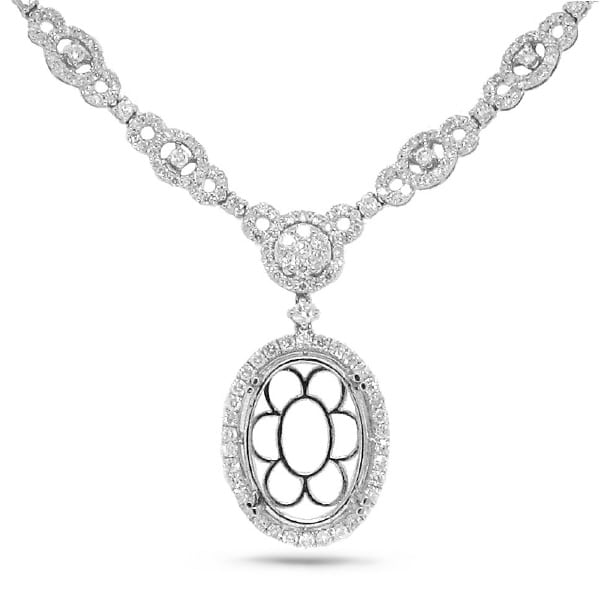 8.66ct 18k White Gold Diamond Semi-mount Necklace