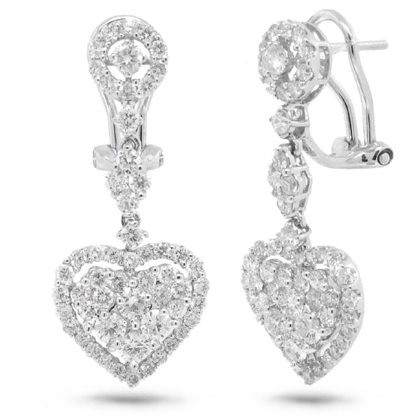2.37ct 18k White Gold Diamond Heart Earrings