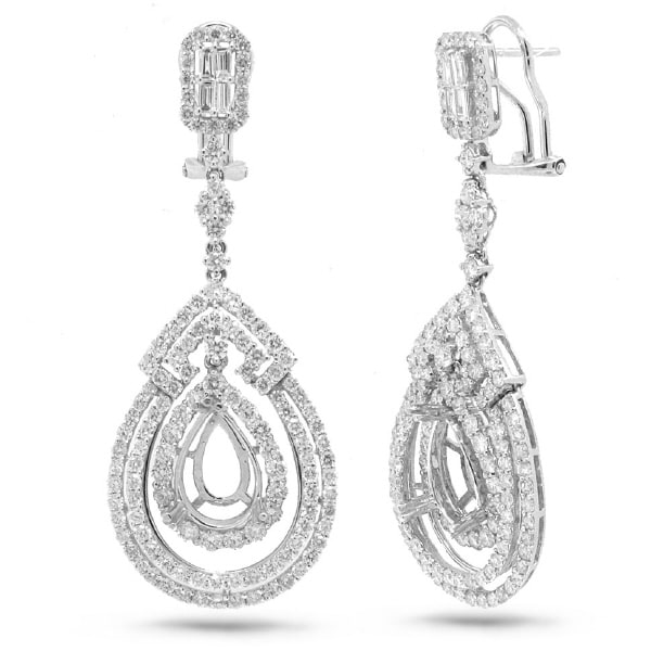 4.35ct 18k White Gold Diamond Semi-mount Earrings