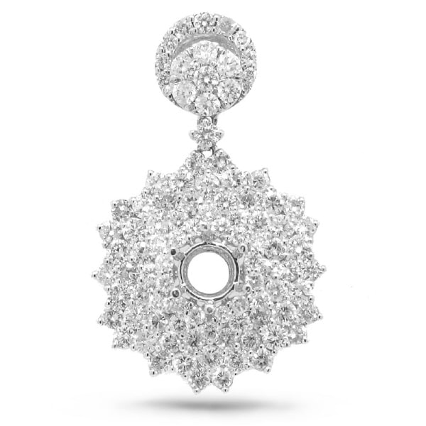 3.11ct 18k White Gold Diamond Semi-mount Pendant Necklace