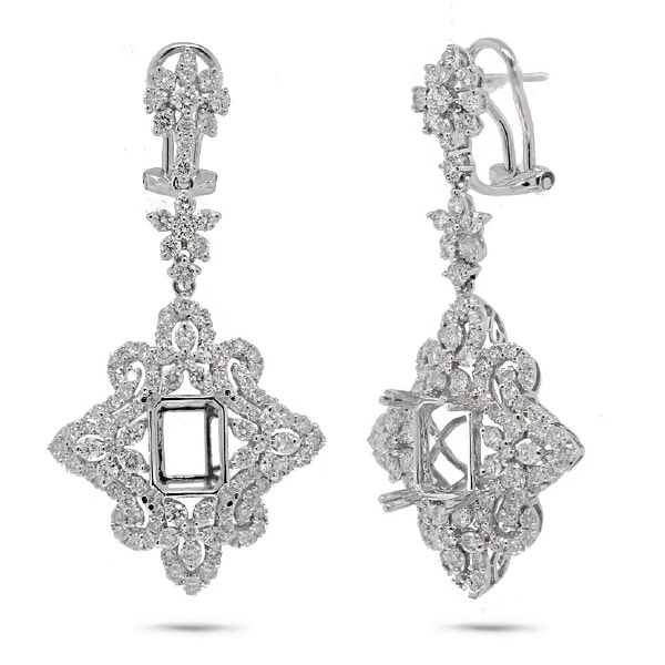 3.78ct 18k White Gold Diamond Semi-mount Earrings