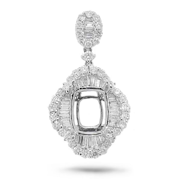 1.26ct 18k White Gold Diamond Semi-mount Pendant Necklace
