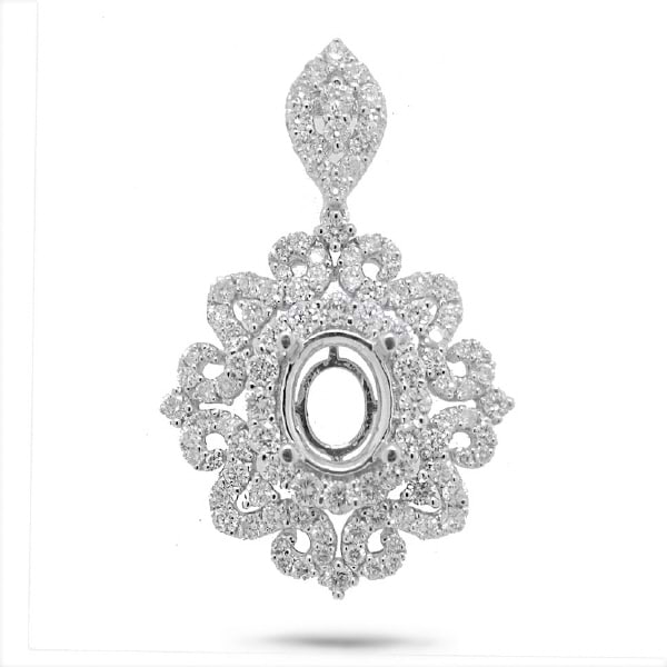1.69ct 18k White Gold Diamond Semi-mount Pendant Necklace