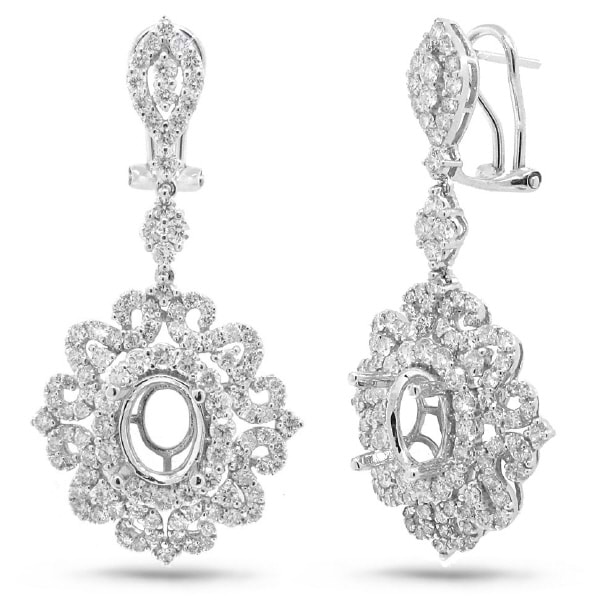 3.50ct 18k White Gold Diamond Semi-mount Earrings