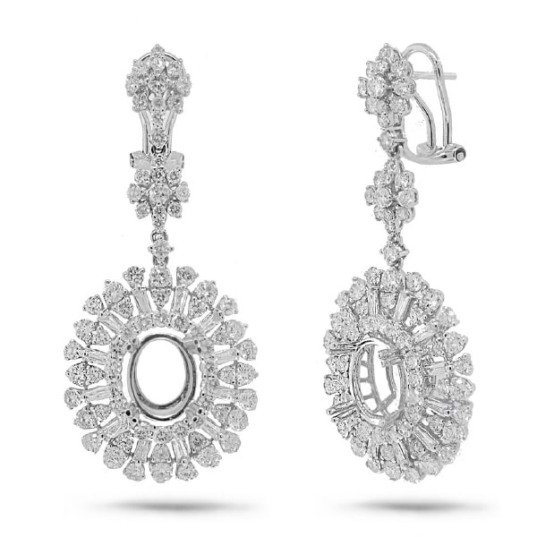 5.32ct 18k White Gold Diamond Semi-mount Earrings