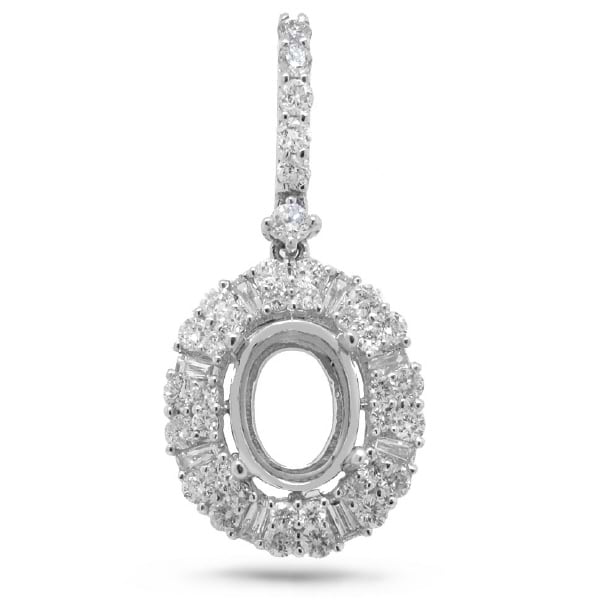 0.86ct 18k White Gold Diamond Semi-mount Pendant Necklace