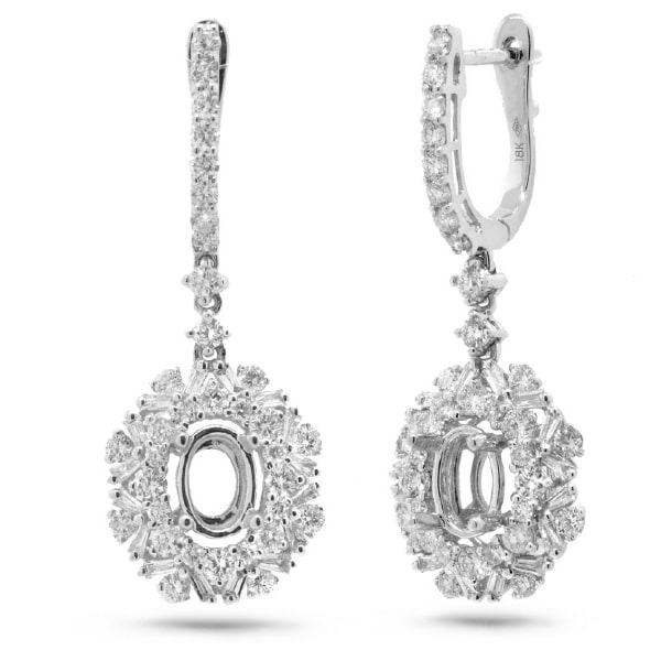 1.69ct 18k White Gold Diamond Semi-mount Earrings