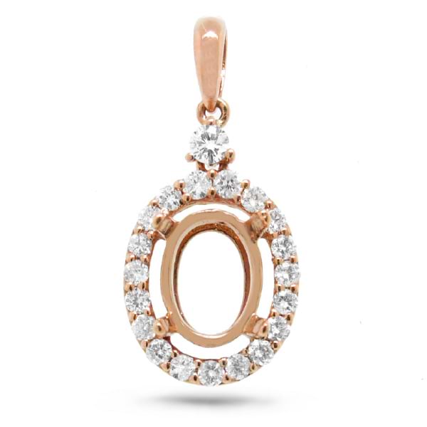 0.31ct 18k Rose Gold Diamond Semi-mount Pendant Necklace