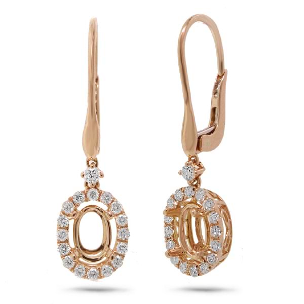 0.49ct 18k Rose Gold Diamond Semi-mount Earrings
