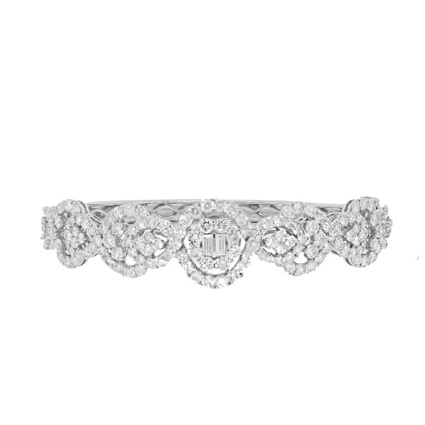 6.72ct 18k White Gold Diamond Bangle Bracelet