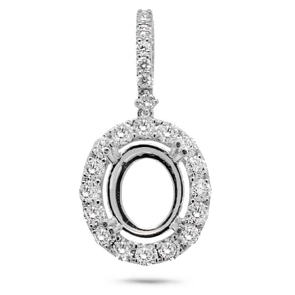 1.37ct 18k White Gold Diamond Semi-mount Pendant Necklace