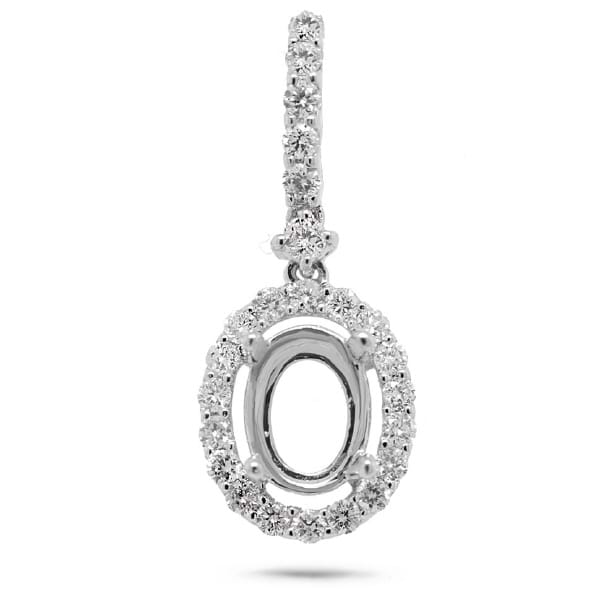 0.40ct 18k White Gold Diamond Semi-mount Pendant Necklace