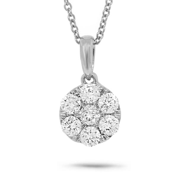 0.53ct 18k White Gold Diamond Round Invisible Pendant Necklace