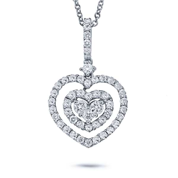 0.62ct 18k White Gold Diamond Heart Pendant Necklace