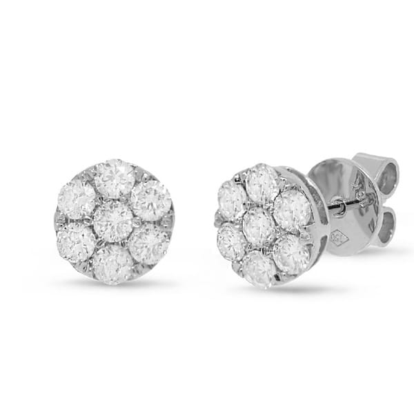 1.00ct 18k White Gold Diamond Round Invisible Stud Earrings