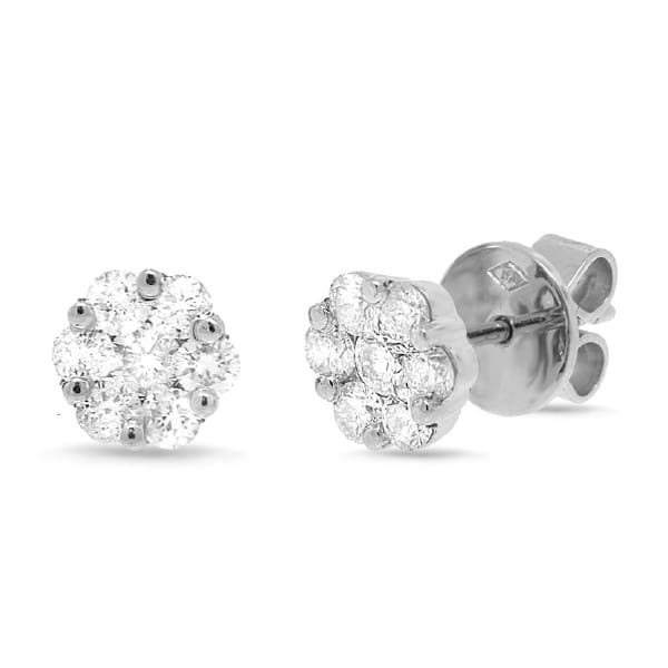 0.76ct 18k White Gold Diamond Round Invisible Stud Earrings