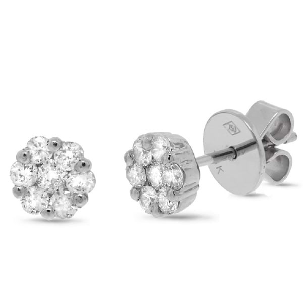 0.61ct 18k White Gold Diamond Round Invisible Stud Earrings