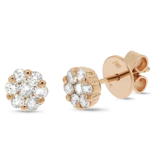 0.61ct 18k Rose Gold Diamond Round Invisible Stud Earrings