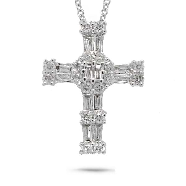 0.45ct 18k White Gold Diamond Cross Pendant Necklace