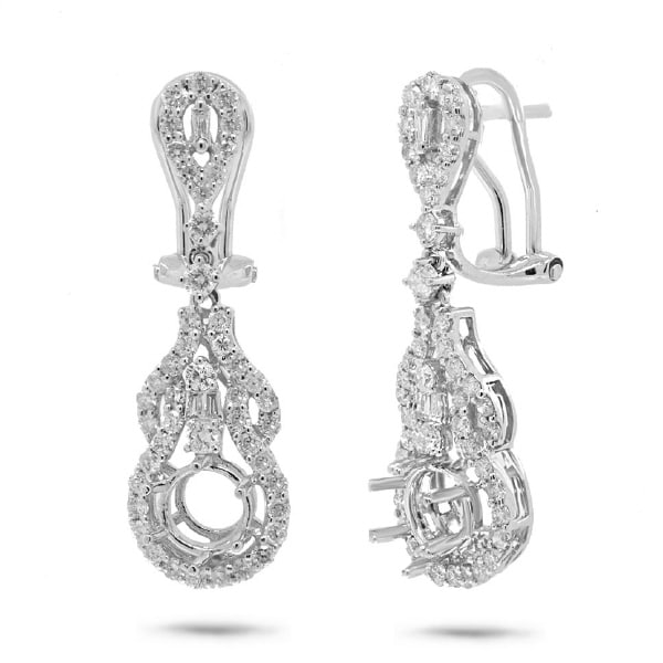 1.38ct 18k White Gold Diamond Semi-mount Earrings