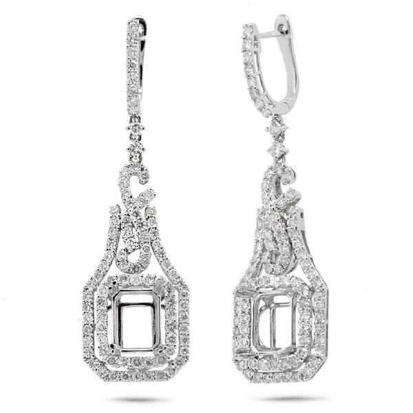 2.81ct 18k White Gold Diamond Semi-mount Earrings