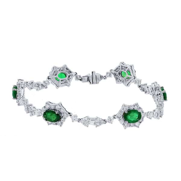 4.70ct Diamond & 4.23ct Emerald 18k White Gold GIA Certified Bracelet
