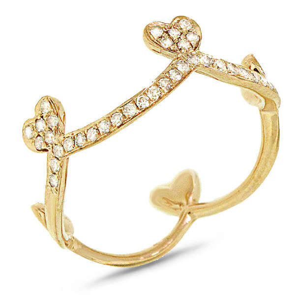 0.23ct 14k Yellow Gold Diamond Heart Crown Ring