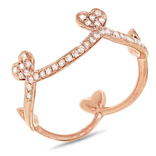 0.23ct 14k Rose Gold Diamond Heart Crown Ring