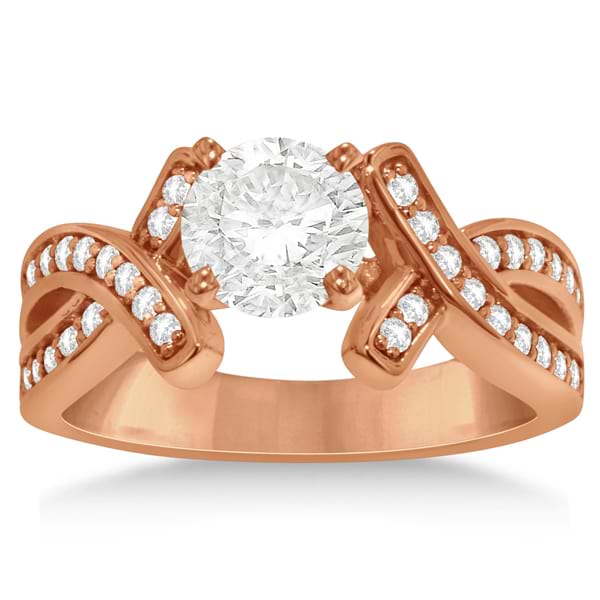 Intertwined Diamond Engagement Ring Setting 18K Rose Gold 0.36ct
