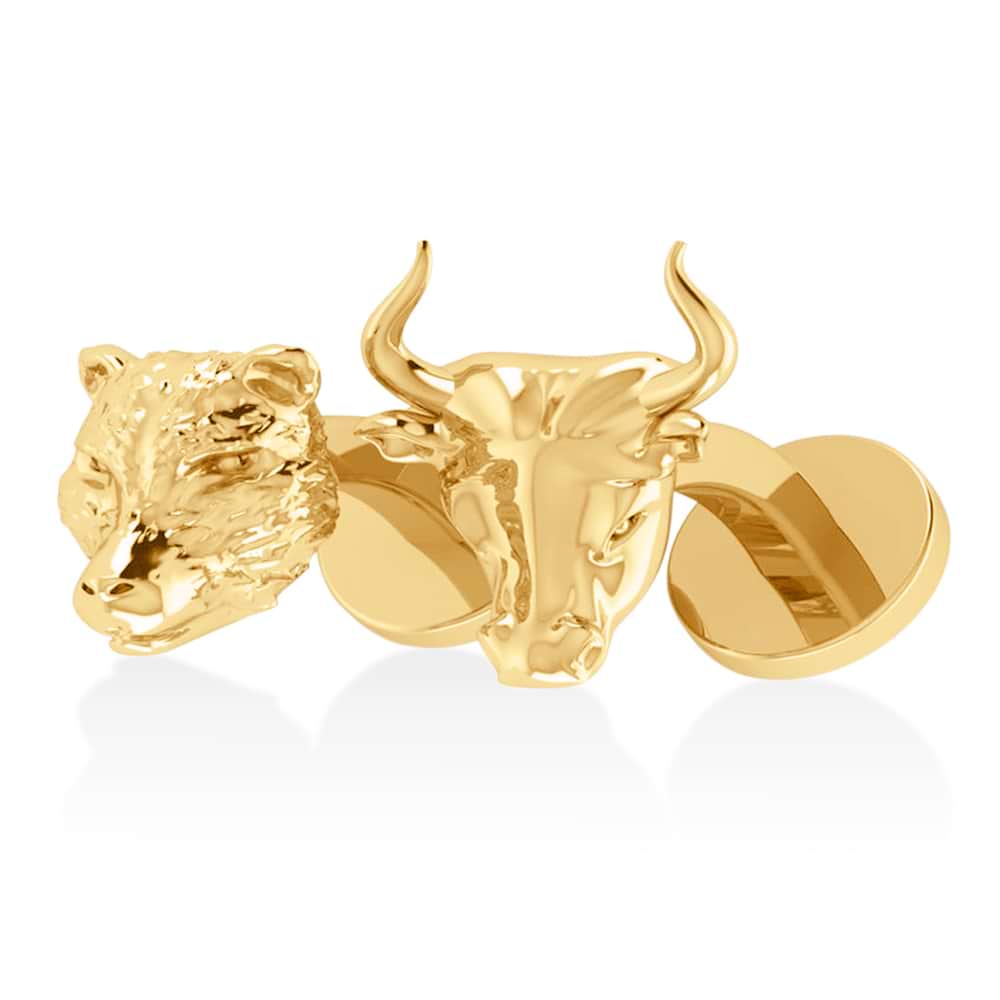 Bull and Bear Cufflinks 14k Yellow Gold