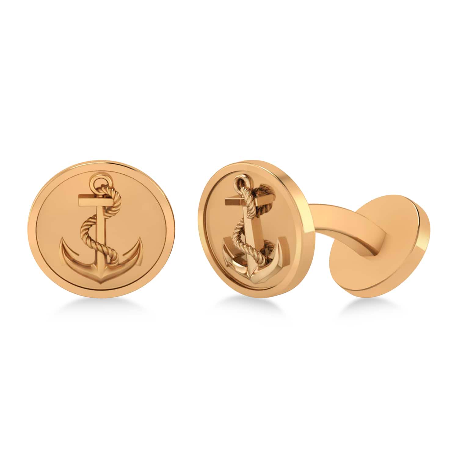 Men's Nautical Anchor Cufflinks 14k Rose Gold
