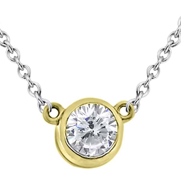 Custom-Made Bezel-Set Solitaire Pendant Setting in 14k Two Tone Gold
