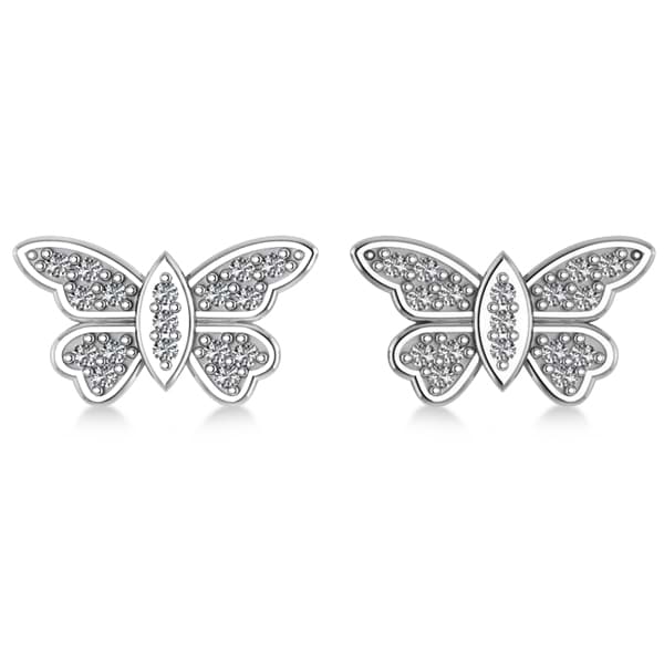 Custom-Made Diamond, Ruby and Yellow Topaz Butterfly Earrings 14k White Gold (0.24ct)