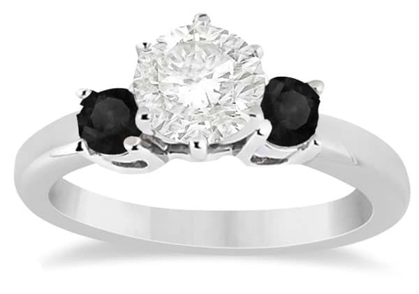 Custom-Made 3 Stone White & Black Diamond Engagement Ring 14K White Gold (0.30 ctw)