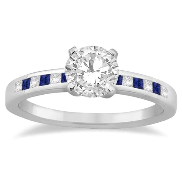 Custom-Made Princess Diamond & Amethyst Engagement Ring 14k White Gold (0.20ct)