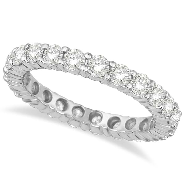 Custom-Made Diamond and Blue Sapphire Eternity Ring Wedding Band 14k White Gold (2.50ct)