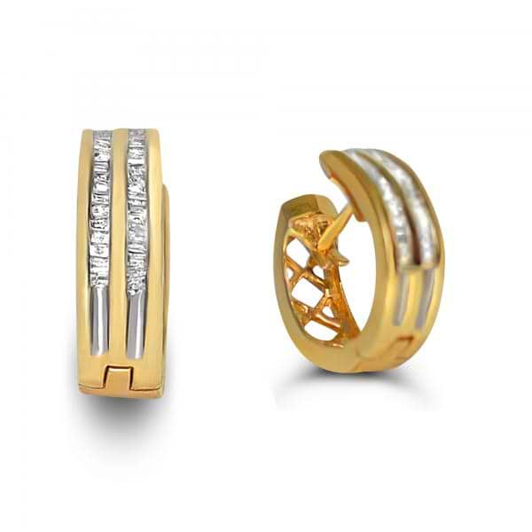Diamond Accented Huggie Earrings in 14k Yellow Gold (0.30ct)