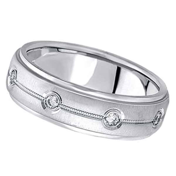 Diamond Wedding Ring in 14k White Gold for Men (0.40 ctw)