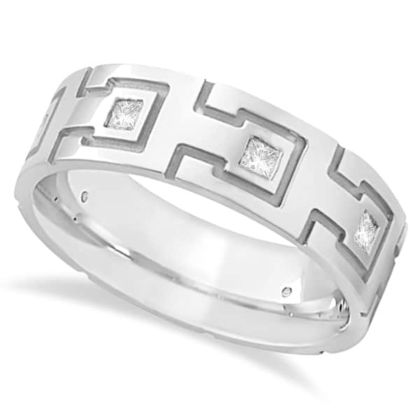Princess Cut Eternity Diamond Ring for Men 14k White Gold (0.50ct)