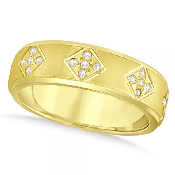 Wide Band Unisex Diamond Wedding Ring Band 14k Yellow Gold 7mm 0.60ct