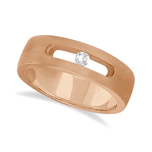 Solitaire Diamond Wedding Ring For Men 14kt Rose Gold (0.10ct)