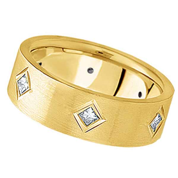 Princess Cut Diamond Wedding Band in 18k Yellow Gold (0.60 ctw)